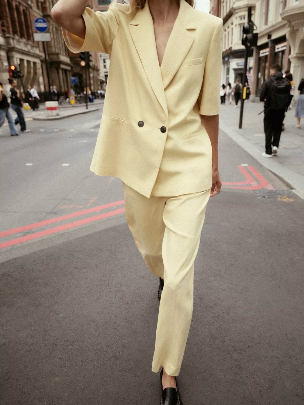 Zara Straight Leg Pants in Pale Yellow